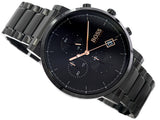 Hugo Boss Integrity Chronograph Black Dial Black Steel Strap Watch for Men - 1513780