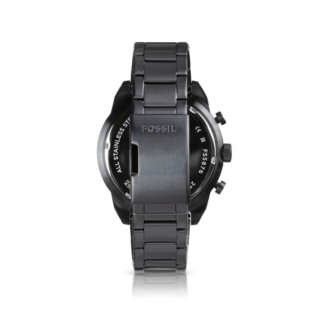 Fossil Everett Chronograph Black Dial Black Steel Strap Watch for Men - FS5797