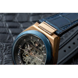 Maserati Triconic Skeleton Black Dial Blue Leather Strap Watch For Men - R8821139001