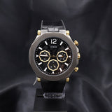Guess Edge Chronograph Black Dial Black Leather Strap Watch For Men - GW0492G1
