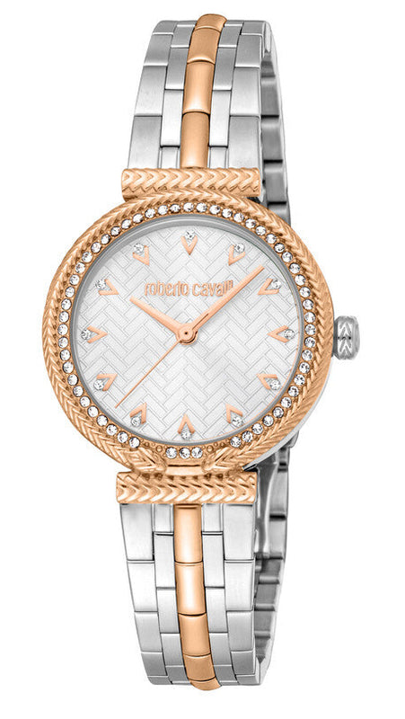 Just Cavalli Chiarezza Snake Core Silver Dial Two Tone Steel Strap Watch for Women - RC5L078M0075