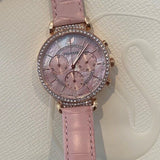 Swarovski Passage Chrono Pink Dial Pink Leather Strap Watch for Women - 5580352