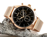 Hugo Boss Companion Chronograph Black Dial Rose Gold Mesh Strap Watch For Men - 1513548