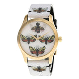 Gucci G Timeless Quartz White Dial White Leather Strap Watch For Women - YA1264109