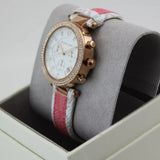 Michael Kors Parker Chronograph White Dial Two Tone Leather Strap Watch For Women - MK6951