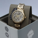 Fossil Rye Automatic Skeleton Gold Dial Gold Steel Strap Watch for Women - BQ3755
