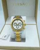 Versace Classic Chronograph Quartz Silver Dial Two Tone Steel Strap Watch For Men - VEV700519