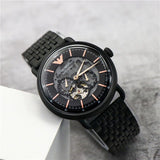 Emporio Armani Meccanico Automatic Black Dial Black Mesh Bracelet Watch For Men - AR60025