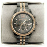 Michael Kors Lexington Chronograph Black Dial Two Tone Steel Strap Watch for Men - MK8561