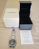 Emporio Armani Mario Chronograph Automatic Blue Dial Silver Steel Strap Watch For Men - AR60052