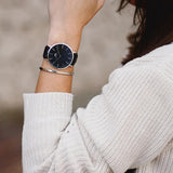 Daniel Wellington Classic Sheffield Black Dial Black Leather Strap Watch For Women - DW00100145