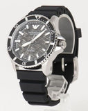 Emporio Armani Sea Explorer Meccanico Automatic Black Dial Black Silicone Strap Watch For Men - AR60062