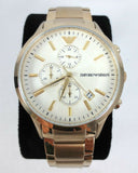 Emporio Armani Renato Chronograph White Dial Gold Steel Strap Watch For Men - AR11332