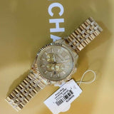 Michael Kors Lexington Chronograph Gold Dial Gold Steel Strap Watch For Men - MK8579