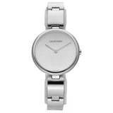 Calvin Klein Wavy Silver Dial Silver Steel Strap Watch for Women - K9U23146
