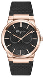 Salvatore Ferragamo Sapphire Bracelet Black Dial Black Silicone Strap Watch For Men - SFHP01324