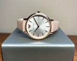Emporio Armani Classic White Dial Beige Leather Strap Watch For Women - AR11008