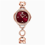 Swarovski Crystal Flower Red Dial Rose Gold Steel Strap Watch for Women - 5552783