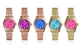 Michael Kors Lexington Quartz Pink Dial Gold Steel Strap Watch For Women - MK3270