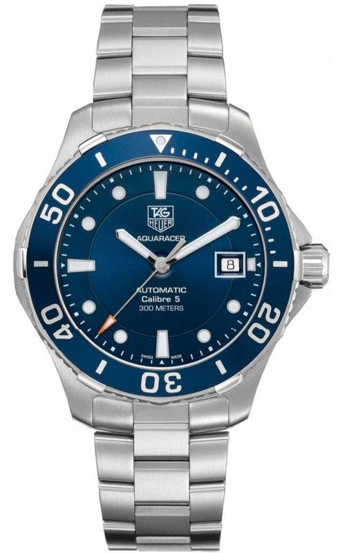 Tag Heuer Aquaracer Caliber 5 Automatic Blue Dial Silver Steel Strap Watch for Men - WAN2111.BA0822