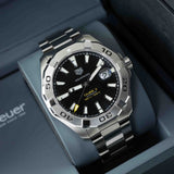 Tag Heuer Aquaracer Automatic Caliber 5 Black Dial Silver Steel Strap Watch for Men - WBD2110.BA0928