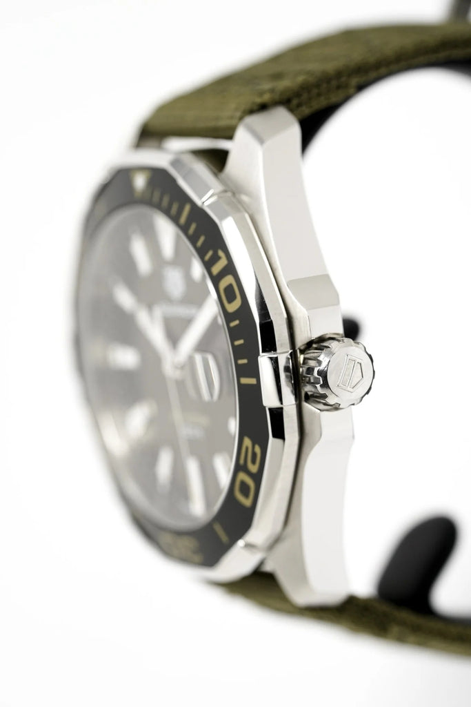Tag Heuer Aquaracer Black Dial Khakhi Green NATO Strap Watch for Men - WAY101E.FC8222
