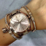 Michael Kors Slim Runway Rose Gold Dial Two Tone Steel Strap Watch for Women - MK4294
