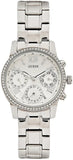 Guess Mini Sunrise Chronograph Quartz Silver Dial Silver Steel Strap Watch For Women - W0623L1