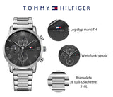 Tommy Hilfiger Kane Chronograph Grey Dial Silver Steel Strap Watch for Men - 1791397