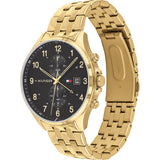 Tommy Hilfiger West Chronograph Quartz Black Dial Gold Steel Strap Watch For Men - 1791708