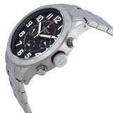 Tommy Hilfiger Trent Chronograph Black Dial Silver Steel Strap Watch for Men - 1791054