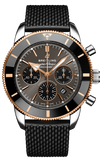 Breitling Superocean Heritage B01 Chronograph 44 Black Dial Black Mesh Bracelet Watch for Men - UB01621A1M1S1