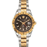 Versace Hellenyium GMT Black Dial Two Tone Steel Strap Watch for Men - V11040015