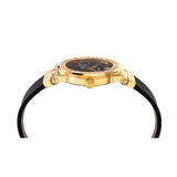 Versace Greca Black Dial Black Leather Strap Watch for Women - VEVH00320