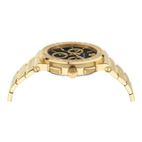 Versace Greca Chronograph Black Dial Gold Steel Strap Watch For Men - VEZ900421