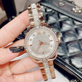Bulova Crystal Collection Silver Dial Rose Gold Steel Strap Watch for Women - 98L229