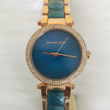 Michael Kors Parker Blue Mother of Pearl Dial Two Tone Steel Strap  Watch for Women - MK6491