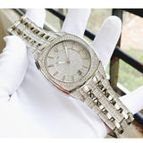 Bulova Phantom Swarovski Crystal Pave Silver Dial Silver Steel Strap Watch for Men - 98B296