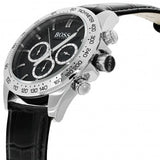 Hugo Boss Ikon Chronograph Black Dial Black Leather Strap Watch for Men - 1513178