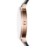 Emporio Armani Kappa Quartz Black Dial Black Leather Strap Watch For Women - AR11064