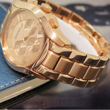 Emporio Armani Valente Chronograph Rose Gold Dial Rose Gold Steel Strap Watch For Men - AR0365