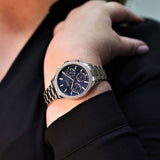 Hugo Boss Hera Chronograph Blue Dial Gold Steel Strap Watch for Women - 1502566