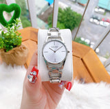 Calvin Klein Dainty Silver Dial Silver Steel Strap Watch for Women - K7L23146