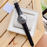 Movado Ultra Slim Black Dial Black Leather Strap Watch For Women - 0607090
