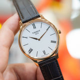Tissot Tradition 5.5 White Dial Brown Leather Strap Watch for Men - T063.409.36.018.00