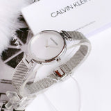 Calvin Klein Authentic Silver Dial Silver Mesh Bracelet Watch for Women - K8G23126