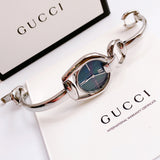 Gucci Horsebit Collection Mother of Pearl Black Dial Silver Steel Strap Watch For Women - YA139503