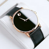 Movado Museum Classic Black Dial Black Leather Strap Watch for Men - 0607196
