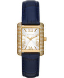 Michael Kors Emery Quartz Diamond Silver Dial Blue Leather Strap Watch For Women - MK2982