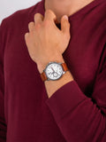 Tommy Hilfiger Landon Chronograph White Dial Brown Leather Strap Watch for Men - 1791531